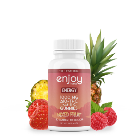 Enjoy Hemp Energy Gummies | Delta 10 + Delta 8 THC 1000mg | 50mg Each – 20 Count